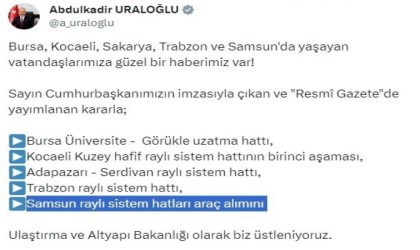 Bakan Uraloğlu: “Samsun raylı sistem hattı araç alımını biz üstleniyoruz”