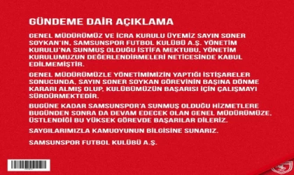 Samsunspor, genel müdür Soykan’ın istifasını kabul etmedi