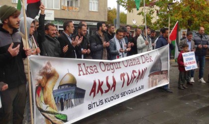 Ahlatta İsrailin saldırıları protesto edildi