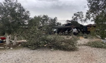 Çanakkale’de lodos; elektrik direkleri devrildi, çatılar uçtu (2)