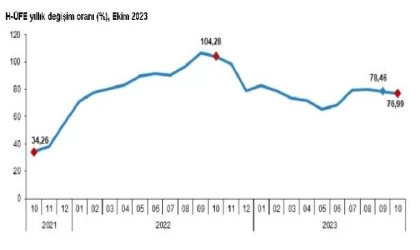 Hizmet üretici enflasyonu ekimde yüzde 76,99 oldu