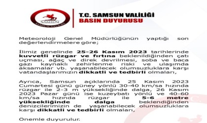 Samsunda fırtına ve yüksek dalga uyarısı