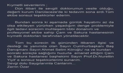 Zerrin Özerden tedavi süreciyle ilgili açıklama