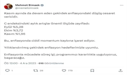 Bakan Şimşek: Çekirdek enflasyondaki düşüş cesaret verici