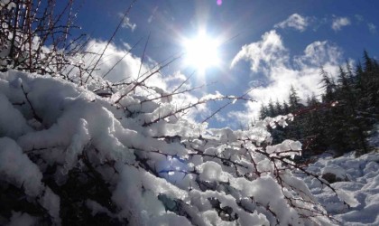 Beyaza bürünen Toroslarda kartpostallık görüntüler oluştu