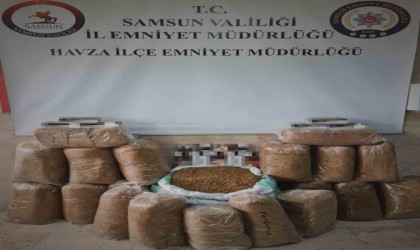 Samsunda 140 kilo tütün ve 3 bin 500 dal makaron ele geçirildi