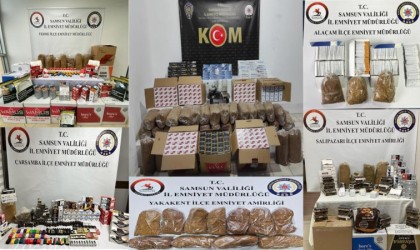 Samsunda KOM polisinden kaçak tütün mamulleri operasyonu: 33 kişi yakalandı