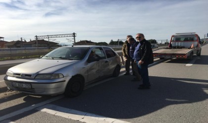 Tır ile çarpışan otomobil sürücüsü yara almadan kurtuldu