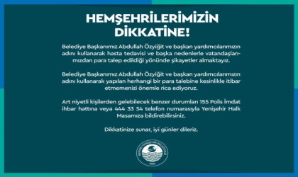 Yenişehir Belediyesi dolandırıcılara karşı vatandaşları uyardı
