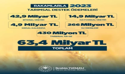 Bakan Yumaklı: 2023’te 63,4 milyar lira tarımsal destekleme ödemesi yapıldı