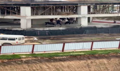 Bursada inşaat işçilerinin meydan muharebesi kamerada
