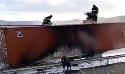 Halı yüklü TIR’da yangın