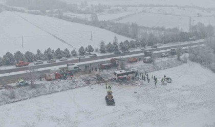 Kastamonuda 6 kişiye mezar olan otobüs havadan görüntülendi