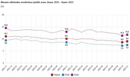 TÜİK: 2023’ün kasım ayında işsizlik oranı yüzde 9