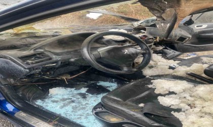 Bolu Dağında araç yangını