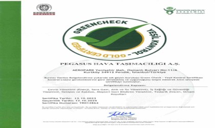 Pegasus, Green Check-Yeşil Kontrol Belgesini alan ilk hava yolu şirketi olduğunu duyurdu