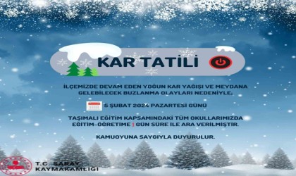 Saray ilçesinde taşımalı eğitime 1 gün ara verildi