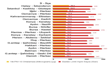 Türkiye’nin havası en kirli 20 bölgesi belli oldu