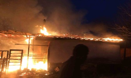 Yangın tek katlı evi kullanılamaz hale getirdi