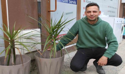 Esnafın çağrısını duyan hırsız, çaldığı süs bitkisini geri getirdi