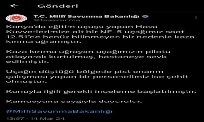 Konyada eğitim uçağı şantiye alanına düştü: 1 şehit