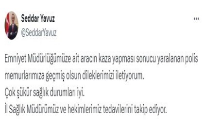 Vali Yavuz, kaza yapan polislerin sağlık durumlarının iyi olduğunu açıkladı