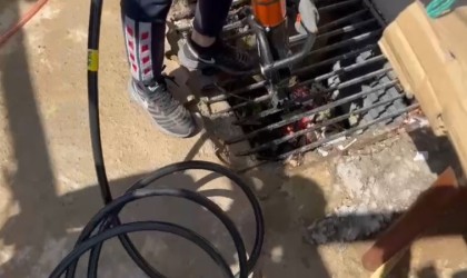 Atık su giderine yavrulayan anne kedi ve yavruları kurtarıldı