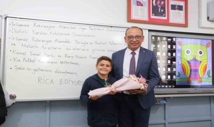 Başkan Akın, sınıf başkanı Egenin seçim vaadini yerine getirdi