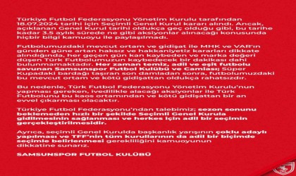 Samsunspor, TFFyi acil seçimli genel kurula davet etti