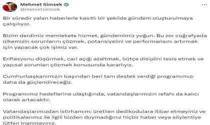 Bakan Şimşek: Politikalarımız ile ilgili bizden duymadığınız hiçbir haber veya söylentiye lütfen inanmayınız