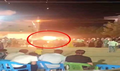 Düğünde havai fişeğin kontrolsüz patlatılması sonucu 9 kişinin yaralandığı an kamerada