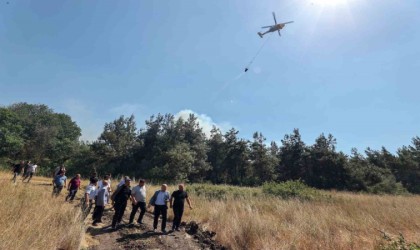Uludağ Üniversitesi kampüsündeki yangın havadan görüntülendi