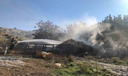 350 adet saman balyası yandı