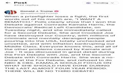 ABD Başkan Adayı Trumptan Harris düellosu ile ilgili açıklama