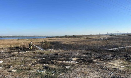 Avcılarda otluk alandaki yangın güvercin kulübesine sıçramadan söndürüldü