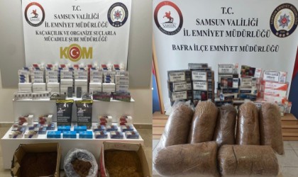 Samsunda kaçak tütün mamulleri ele geçirildi