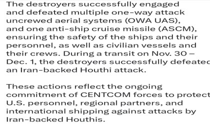 ABD ordusu: “Aden Körfezinden geçen gemilerimize yönelik Husi saldırıları önlendi”