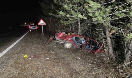 Ağaca çarpan otomobil hurdaya döndü: 1 ölü, 1 yaralı