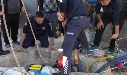 Dinamodaki arızayı gidermek için girdiği kuyuda mahsur kaldı