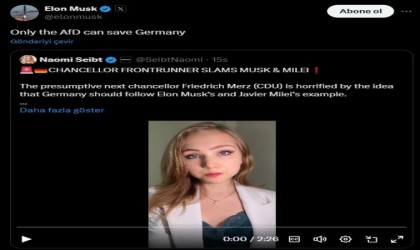 Elon Musk: Almanyayı yalnızca AfD kurtarabilir
