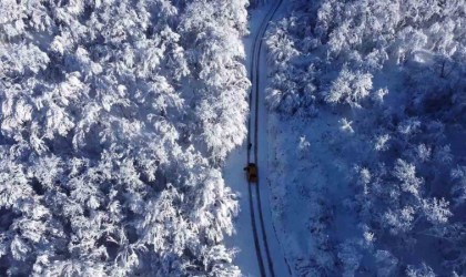 Karabükte kar manzaraları dronla görüntülendi