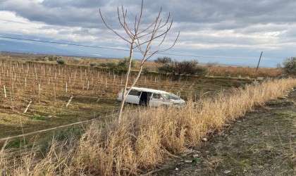Kontrolden çıkan araç üzüm bağına uçtu