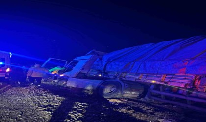 Kontrolden çıkan tır şarampole indi, sürücü öldü