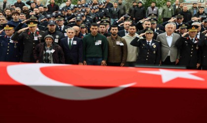 Uzman çavuşun çarpıp şehit ettiği polis memuru son yolculuğuna uğurlandı