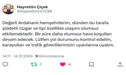 Vali Çiçekten sürücülere kar ve tipi uyarısı