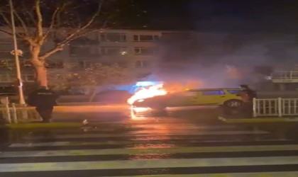 Yalovada taksi alevlere teslim oldu