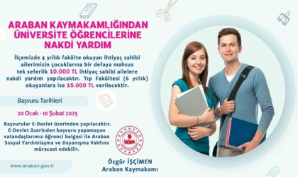 Arabanda üniversite öğrencilerine nakdi yardım yapılacak