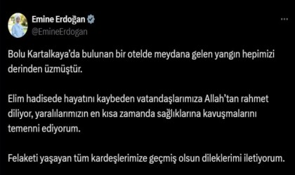 Emine Erdoğandan Kartalkayadaki yangında hayatını kaybedenler için taziye mesajı