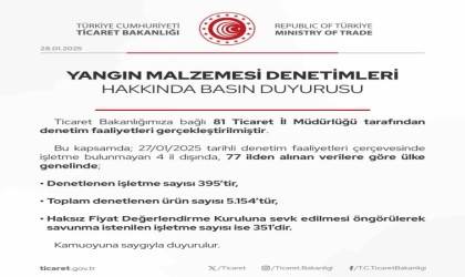 Ticaret Bakanlığından yangın malzemesi denetimi: 351 işletmeden savunma istendi