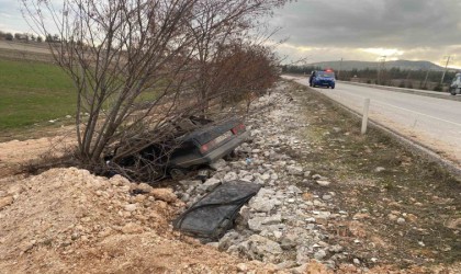 Yoldan çıkan otomobil şarampole uçtu